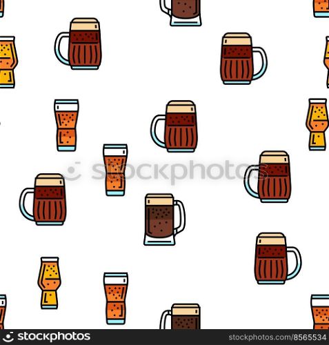 glass beer mug pint bar drink Vector Seamless Pattern Thin Line Illustration. glass beer mug pint bar drink vector seamless pattern