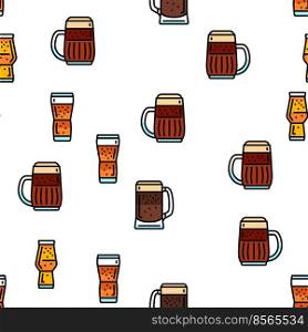 glass beer mug pint bar drink Vector Seamless Pattern Thin Line Illustration. glass beer mug pint bar drink vector seamless pattern