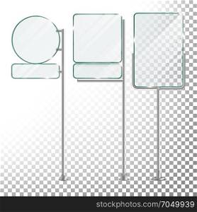 Glass Billboard Vector Isolated On Transparent Background. Advertising POS Stand Banner Mockup Illustration. Empty Glass Screen Banner Set.. Glass Billboard Vector Isolated On Transparent Background. Advertising POS Stand Banner Mockup Illustration. Glass Screen Banner Set.