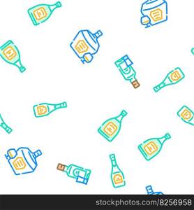 glass bottle alcohol container vector seamless pattern thin line illustration. glass bottle alcohol container vector seamless pattern