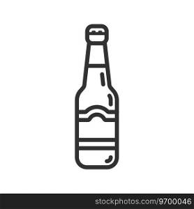 Glass bottle craft beer icon on white background. Alcohol drink symbol. Pub, bar, cold beverage, brewery. Outline style vector illustration.