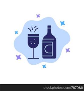 Glass, Bottle, Easter, Drink Blue Icon on Abstract Cloud Background