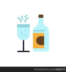 Glass, Bottle, Easter, Drink Flat Color Icon. Vector icon banner Template