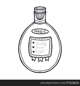 Glass bottle icon. Magical element. Bottle with magic potion.. Glass bottle icon. Magical element. Bottle with magic potion