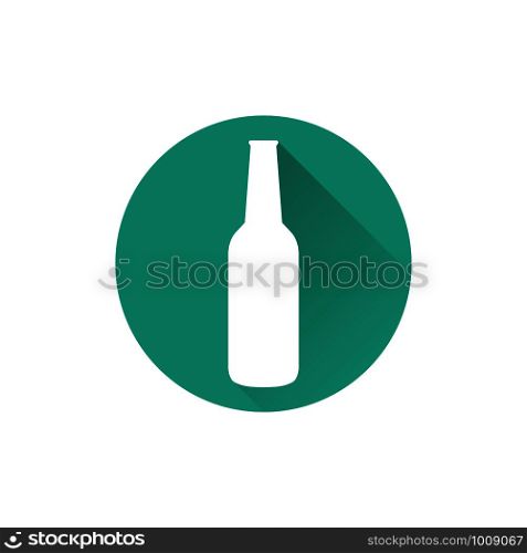 glass bottle icon with shadow in flat style. glass bottle icon with shadow in flat