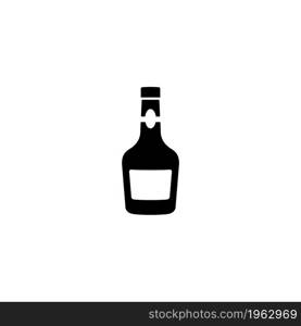 Glass Bottle of Alcohol Drink, Whiskey, Bourbon, Liquor, Brandy Cognac vector icon. Simple flat symbol on white background. Glass bottle of alcohol drink