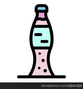 Glass bottle of cola icon. Outline class bottle of cola vector icon color flat isolated. Glass bottle of cola icon color outline vector