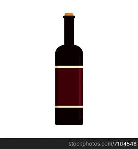 Glass bottle of red wine icon. Flat illustration of glass bottle of red wine vector icon for web design. Glass bottle of red wine icon, flat style