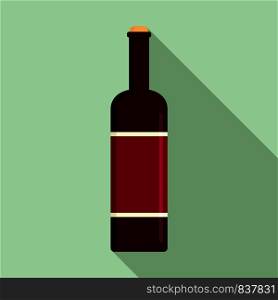 Glass bottle of red wine icon. Flat illustration of glass bottle of red wine vector icon for web design. Glass bottle of red wine icon, flat style