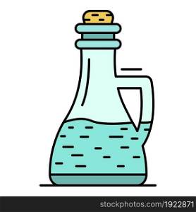 Glass bottle vinegar icon. Outline glass bottle vinegar vector icon color flat isolated on white. Glass bottle vinegar icon color outline vector