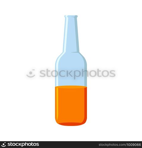 glass bottle with orange juice in flat style. glass bottle with orange juice in flat