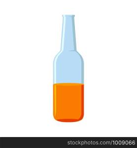 glass bottle with orange juice in flat style. glass bottle with orange juice in flat