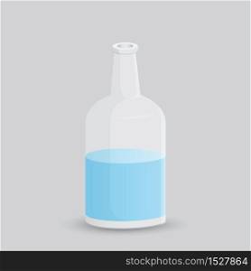 Glass bottle with water on a white background. Vector illustration bottle with a white label in your designs, pattern mock-up containers filled with liquid drink to quench your thirst.