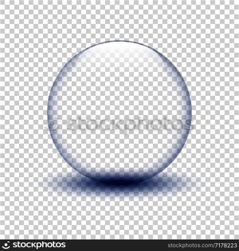 Glass bowl with shadow on isolated background. Water drop. Glass sphere. Bubble. Eps10. Glass bowl with shadow on isolated background. Water drop. Glass sphere. Bubble