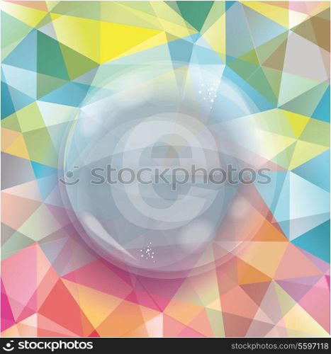 Glass bubble on abstract geometric 3D background. Vector illustration.