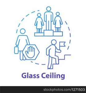 Glass ceiling blue concept icon. Unequal opportunities. Promotion barrier. Corporate culture. Gender equality idea thin line illustration. Vector isolated outline RGB color drawing