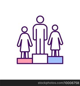Glass ceiling RGB color icon. Invisible barrier for women success in career. Prevention from reaching upper-level positions. Unreachable barrier. Challenges for women. Isolated vector illustration. Glass ceiling RGB color icon