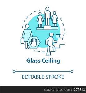 Glass ceiling turquoise concept icon. Unequal career opportunities. Promotion barrier. Gender equality idea thin line illustration. Vector isolated outline RGB color drawing. Editable stroke