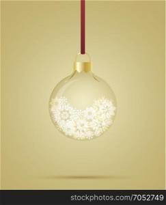 Glass Christmas ball. Vector Christmas balls on a brown background
