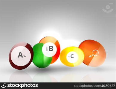 Glass circle infographics. Glass circle infographics. Vector template background for print workflow layout, diagram, number options or web design banner