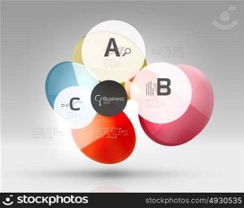 Glass circle infographics. Glass circle infographics. Vector template background for print workflow layout, diagram, number options or web design banner