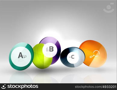 Glass circle infographics. Glass circle infographics. Vector template background for print workflow layout, diagram, number options or web design banner