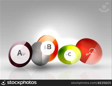 Glass circle infographics. Glass circle infographics. Vector template background for print workflow layout, diagram, number options or web design banner