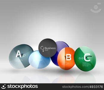 Glass circles banner. Glass circles banner in 3d space