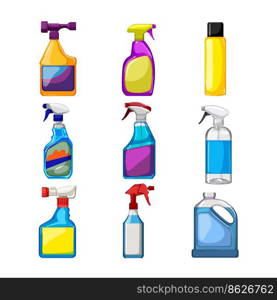 glass cleaner set cartoon. window spray, house home, bottle household, advertisement product, wash glass cleaner vector illustration. glass cleaner set cartoon vector illustration