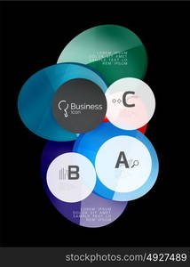 Glass color circles - infographic elements on black. Glass color circles - infographic elements on black, abstract background