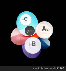 Glass color circles - infographic elements on black. Glass color circles - infographic elements on black, abstract background