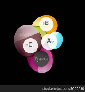 Glass color circles - infographic elements on black. Glass color circles - infographic elements on black, abstract background