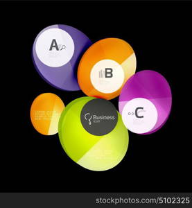 Glass color circles - infographic elements on black. Glass color circles - infographic elements on black, abstract background