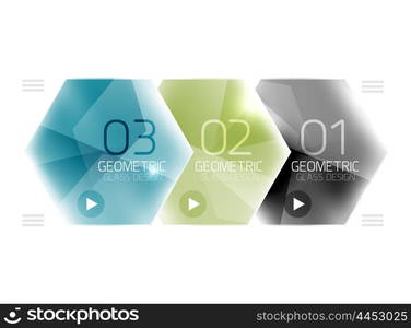 Glass color hexagons. Glass color hexagons. Glossy plastic hexagon design with text