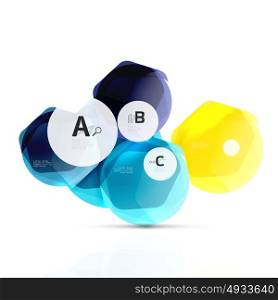 Glass color hexagons. Glossy plastic hexagon design with text. Glass color hexagons. Glossy plastic hexagon design with text and option infographics