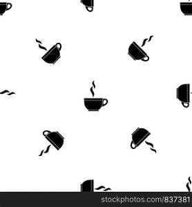Glass cup of tea pattern repeat seamless in black color for any design. Vector geometric illustration. Glass cup of tea pattern seamless black