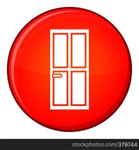 Glass door icon in red circle isolated on white background vector illustration. Glass door icon, flat style