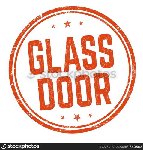 Glass door sign or stamp on white background, vector illustration