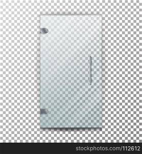 Glass Door Transparent Vector. Architectural interior symbol With Soft Shadow In Front Isolated On Checkered Background. Glass Door Transparent Vector. Architectural interior symbol With Soft Shadow In Front On Checkered Background