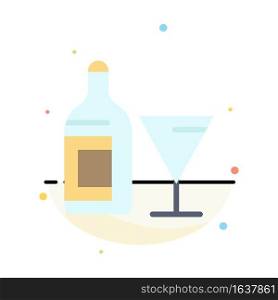 Glass, Drink, Bottle, Wine Abstract Flat Color Icon Template