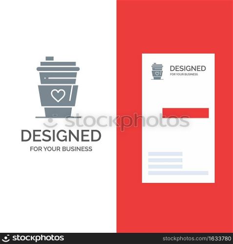 Glass, Drink, Love, Wedding Grey Logo Design and Business Card Template