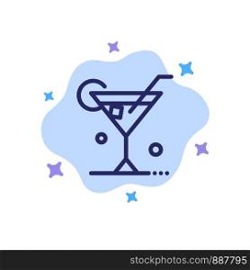 Glass, Drink, Wine, Spring Blue Icon on Abstract Cloud Background