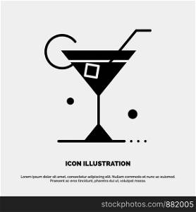 Glass, Drink, Wine, Spring solid Glyph Icon vector