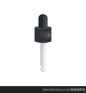 Glass dropper for drops of essential or base oil in cartoon style. Pipette for medicine and aromatherapy. Icon for website design, packaging