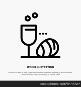 Glass, Egg, Easter, Drink Line Icon Vector