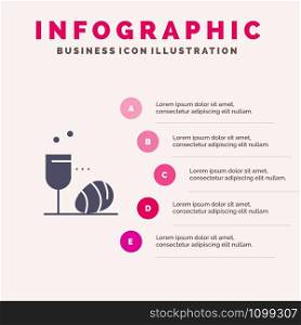 Glass, Egg, Easter, Drink Solid Icon Infographics 5 Steps Presentation Background