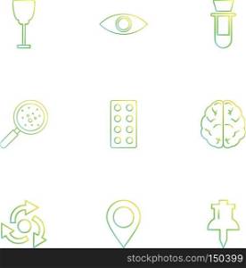 glass , eye , beaker, search , bacteria , tablets , brain , navigation , pin,  icon, vector, design,  flat,  collection, style, creative,  icons
