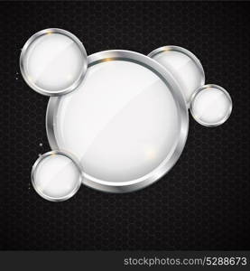 Glass frame on abstract metal background. Vector illustration.