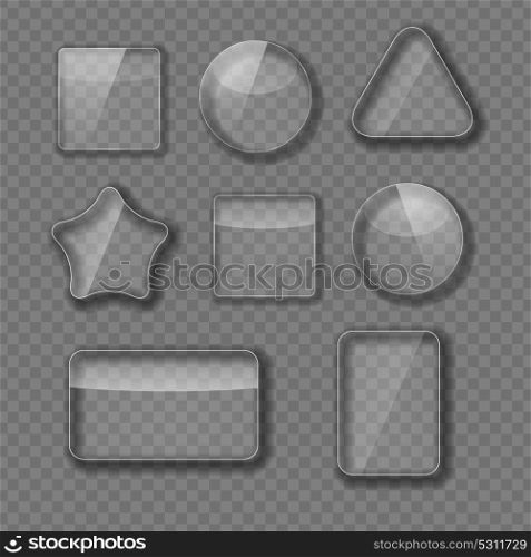Glass Frame, Rectangular, Star and Round Buttons on Checkered Abstract Transparent Background. Vector Illustration. EPS10. o2016-04-13-05