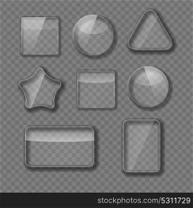 Glass Frame, Rectangular, Star and Round Buttons on Checkered Abstract Transparent Background. Vector Illustration. EPS10. o2016-04-13-05